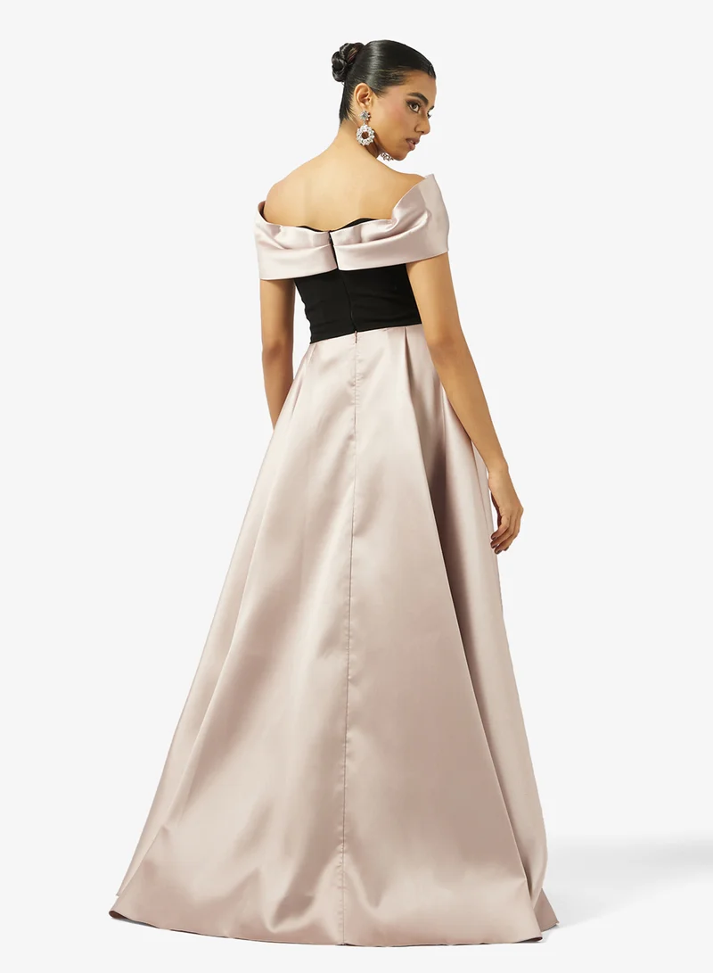 Akadia Fashion RIBBON BUST EXTENDED TAIL TAFFETA DRESS ED